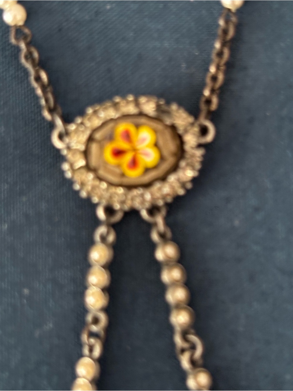 Vintage-Style 
 Necklace with Yellow Floral Center